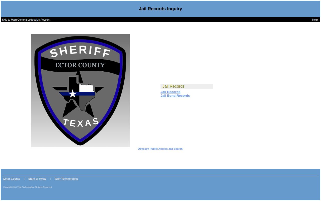 Ector County 24-hour release jail-search access screen