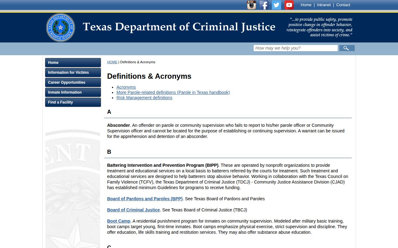 TDCJ definition of an Ector County projected release date