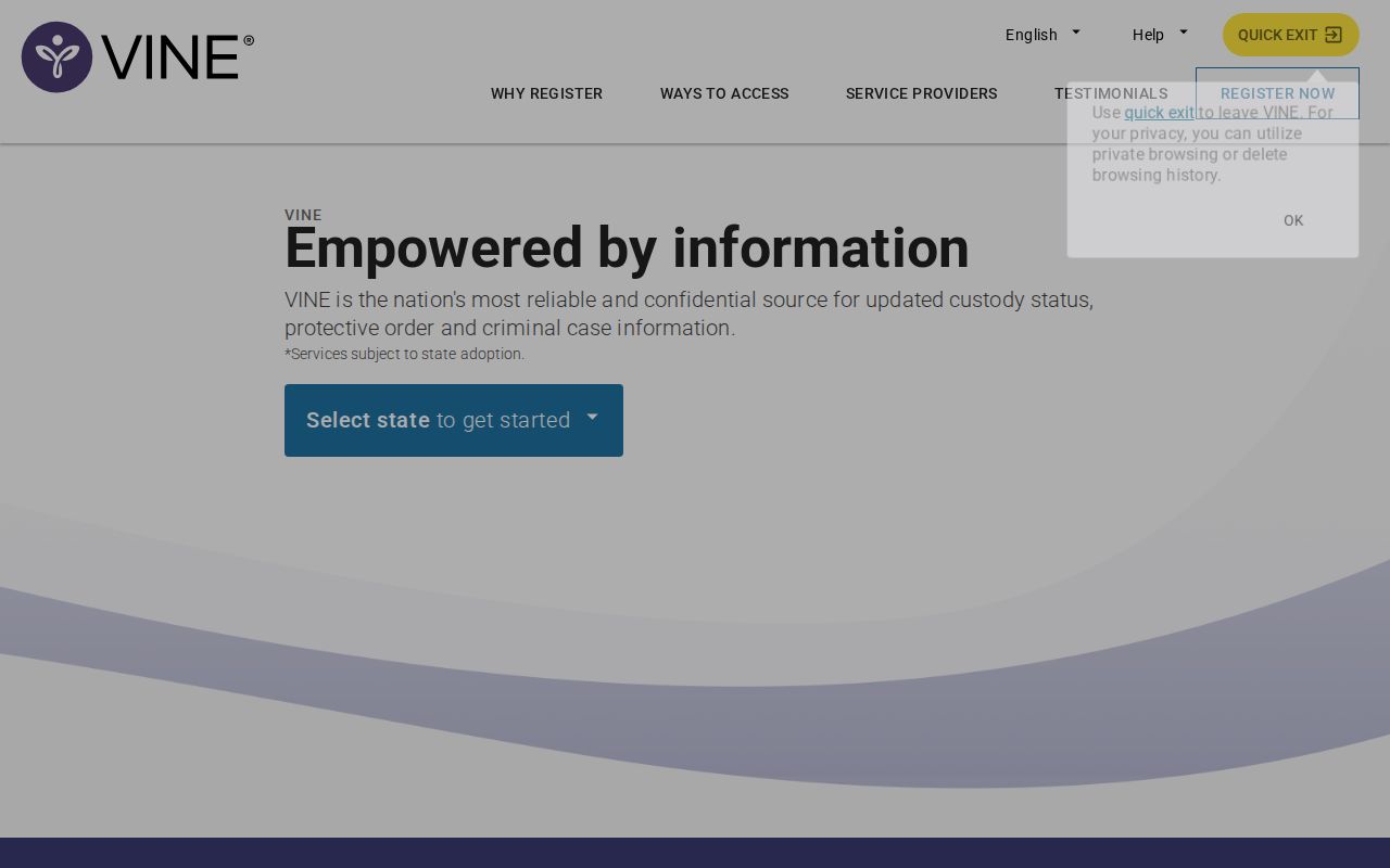 Texas VINELink search screen for an Ector County release check